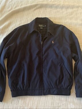 Ralph Lauren Navy Windbreaker Jacket with Polo Pony Logo